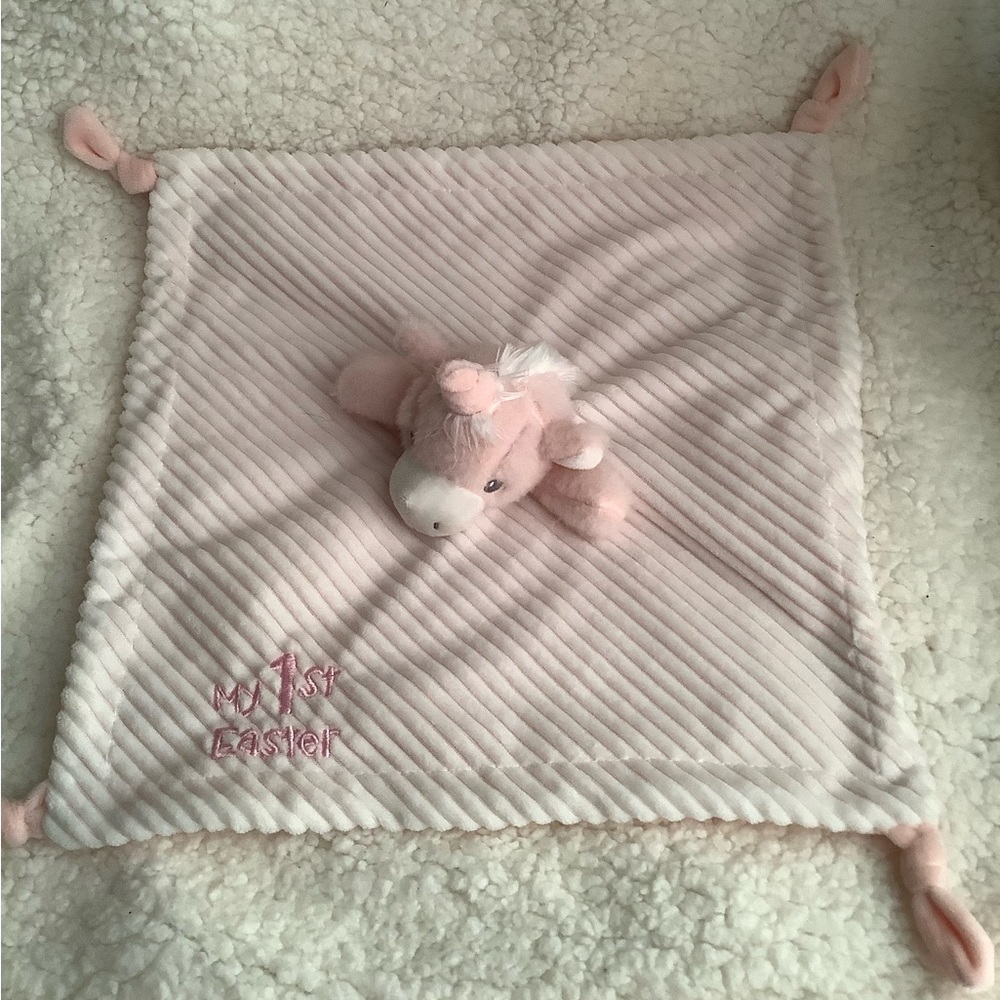 Super Sweet Pink Unicorn Lovey / Security Blanket- My 1st Easter